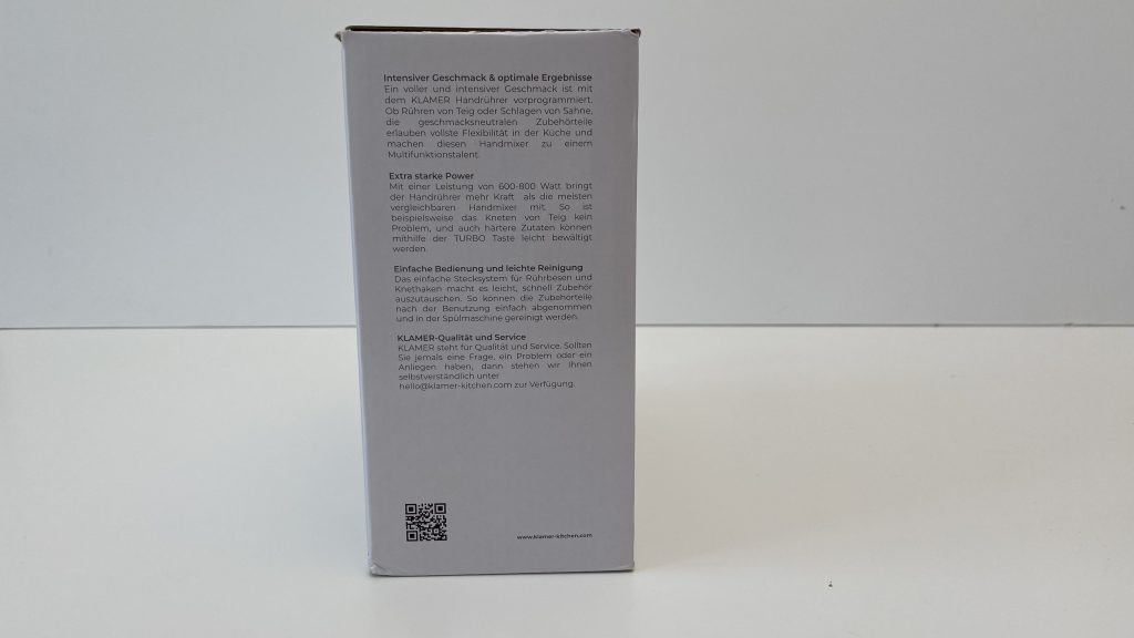 Klamer Handmixer Verpackung Seite