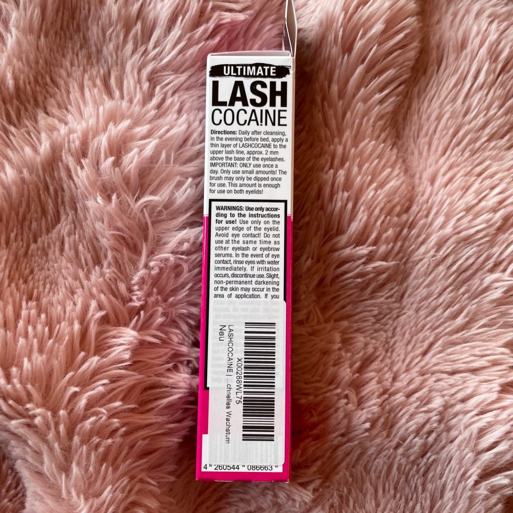 Lashcocaine Wimpernserum Verpackung von hinten