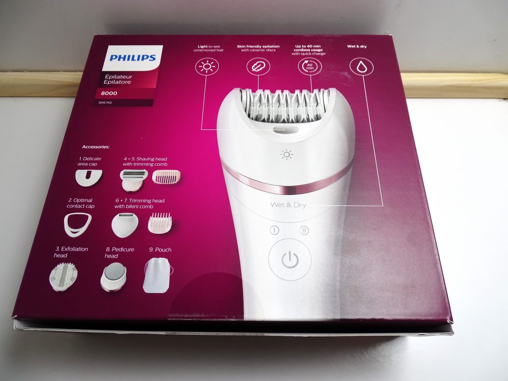 Philips BRE74010 Epilierer Verpackung Rückseite