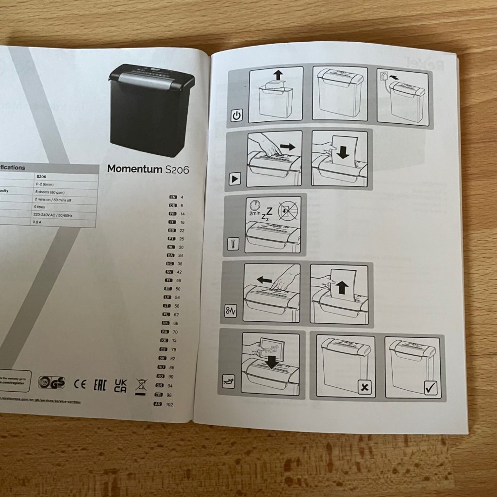 Rexel Momentum S206 Aktenvernichter Bebilderung