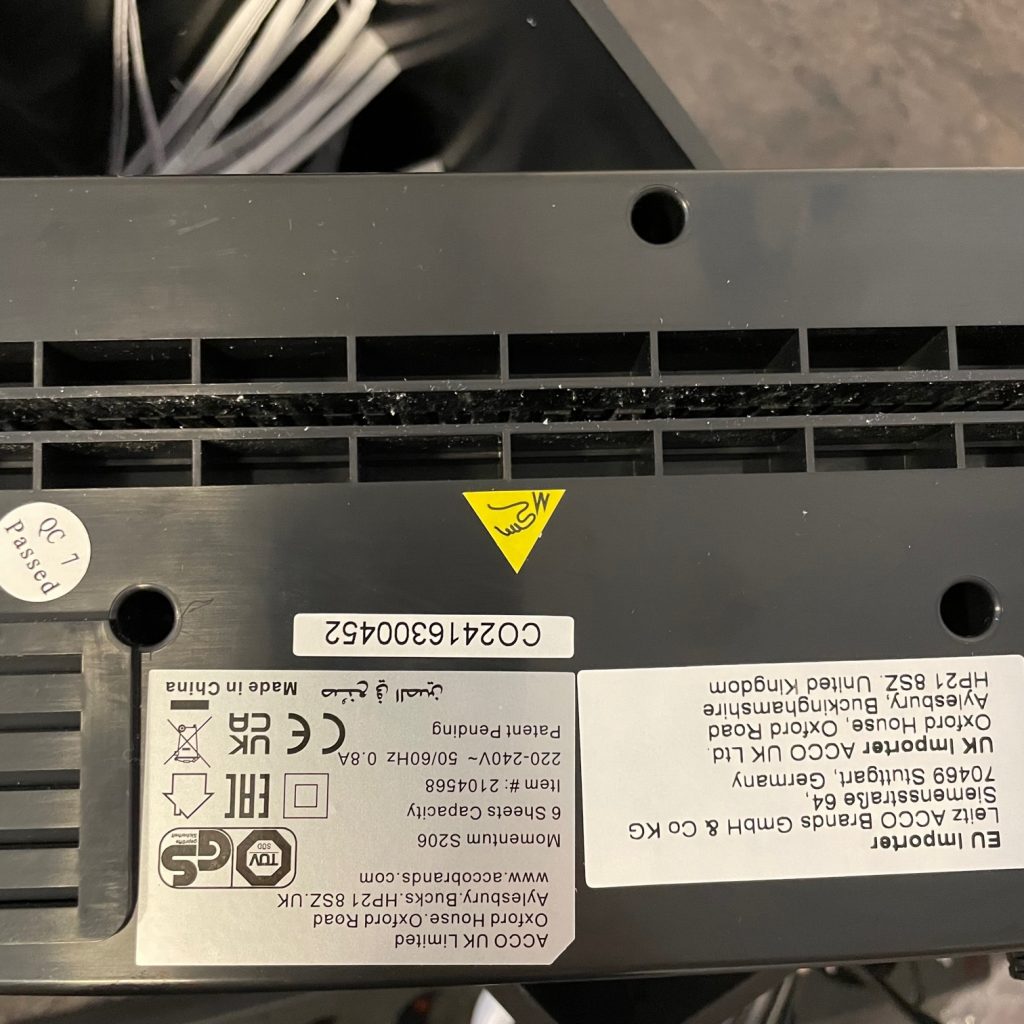 Rexel Momentum S206 Aktenvernichter Hinweise