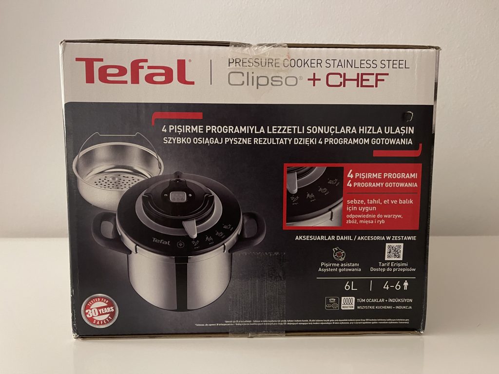 Tefal Clipso+ CHEF Schnellkochtopf im Karton von vorn