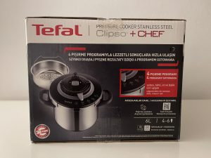 Tefal Clipso+ CHEF Schnellkochtopf im Karton von vorn
