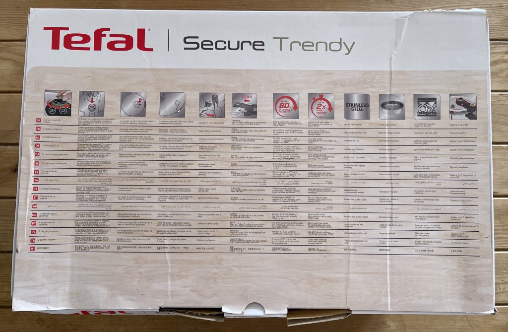 Tefal Secure Trendy ‎P25844 Schnellkochtopf im Karton von oben