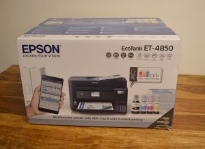 Epson EcoTank ET-4850 Drucker Verpackung Frontansicht