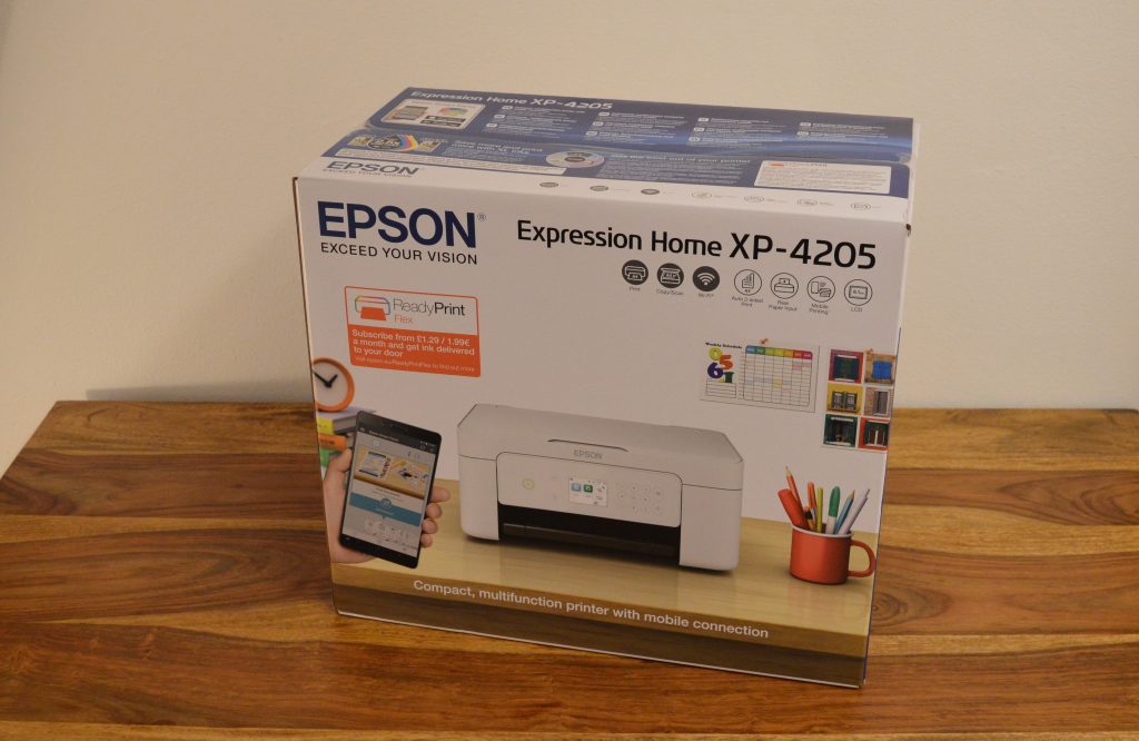 Epson Expression Home XP-4205 Drucker Verpackung Frontansicht