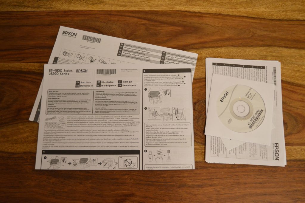 Epson EcoTank ET-4850 Drucker Bedienungsanleitung und Installations-CD