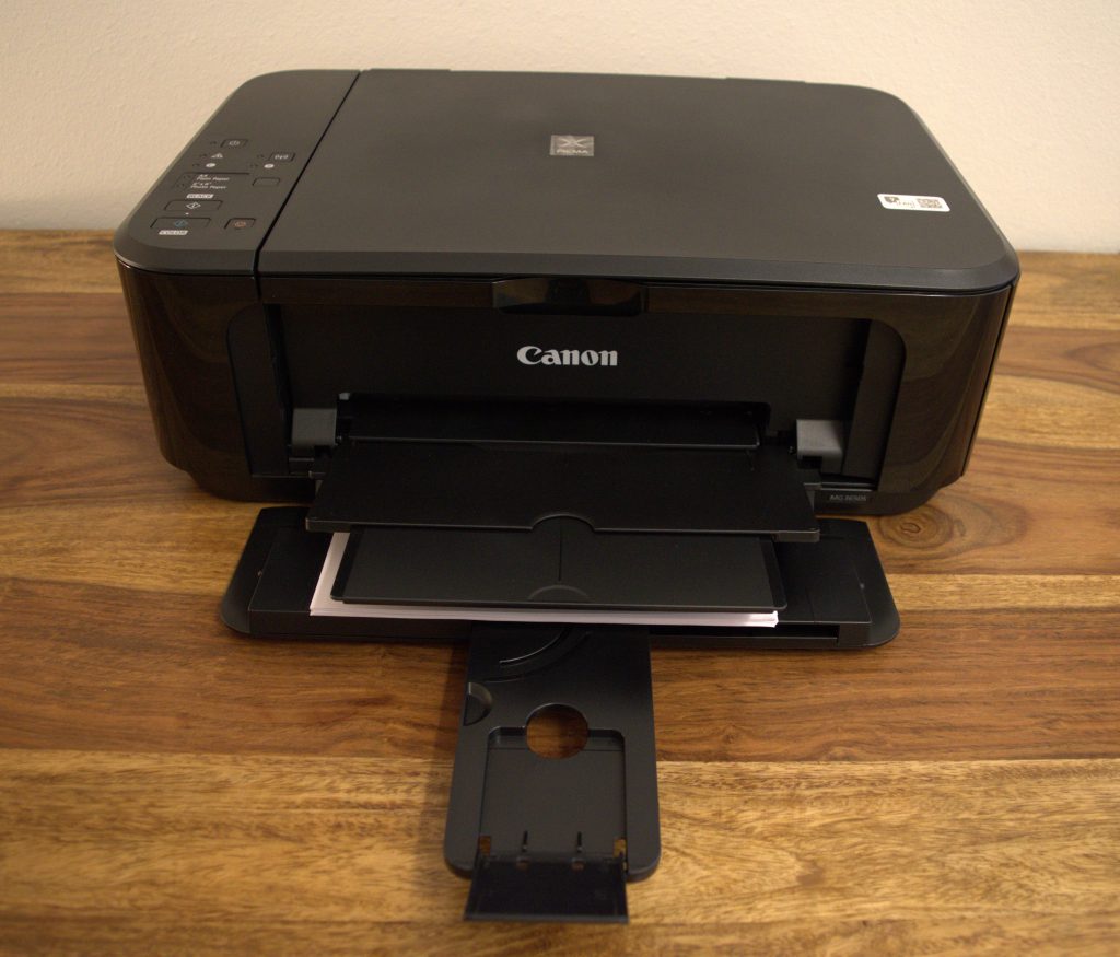 Canon PIXMA MG3650S Drucker Frontansicht ausgeklapptes Ausgabefach