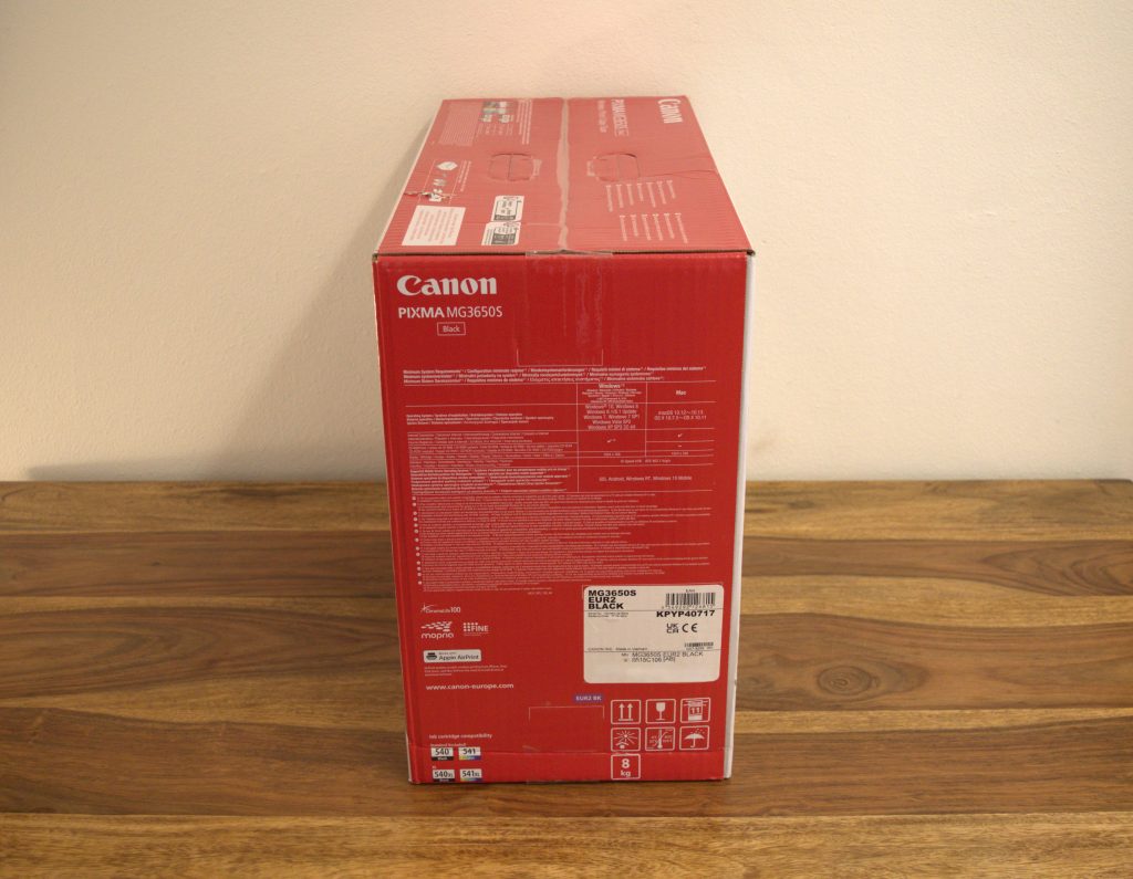 Canon PIXMA MG3650S Drucker Verpackung Seitenansicht Rechts