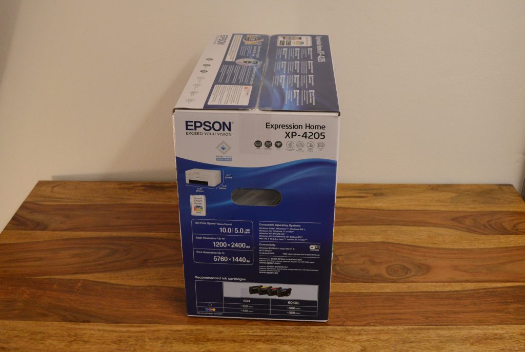Epson Expression Home XP-4205 Drucker Verpackung Seitenansicht Rechts