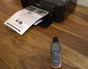 Canon PIXMA MG3650S Drucker Lautstärkenmessung mit Testdruck