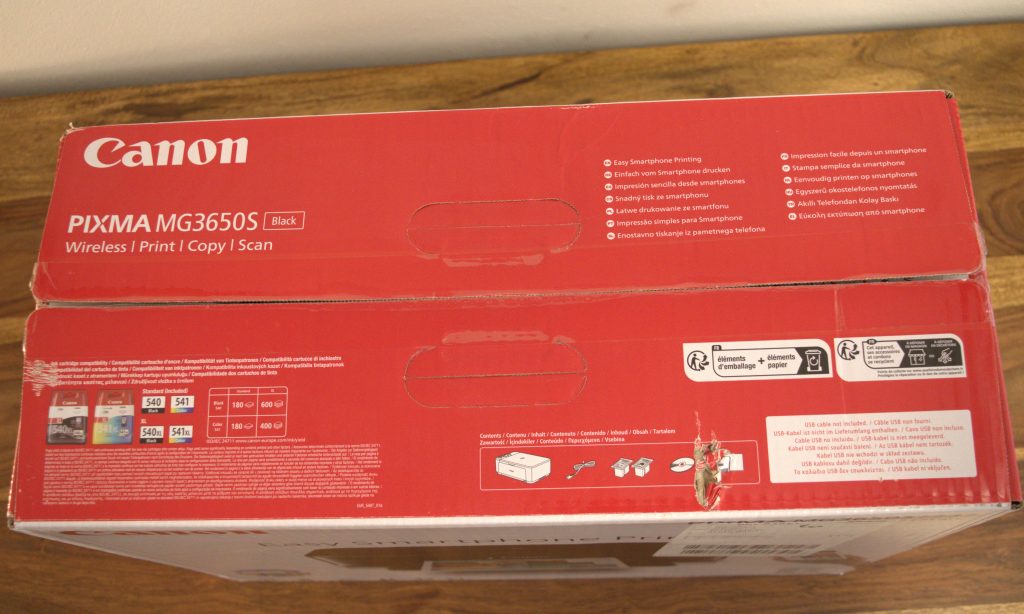 Canon PIXMA MG3650S Drucker Verpackung Oben