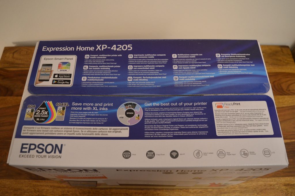 Epson Expression Home XP-4205 Drucker VerpackungAnsicht von Oben