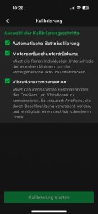 Bambu Lab A1 Mini 3D-Drucker App Kalibrierungsoptionen