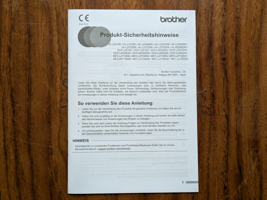 Anleitung des Brother DCP-L2550DN Multifunktionsdruckers