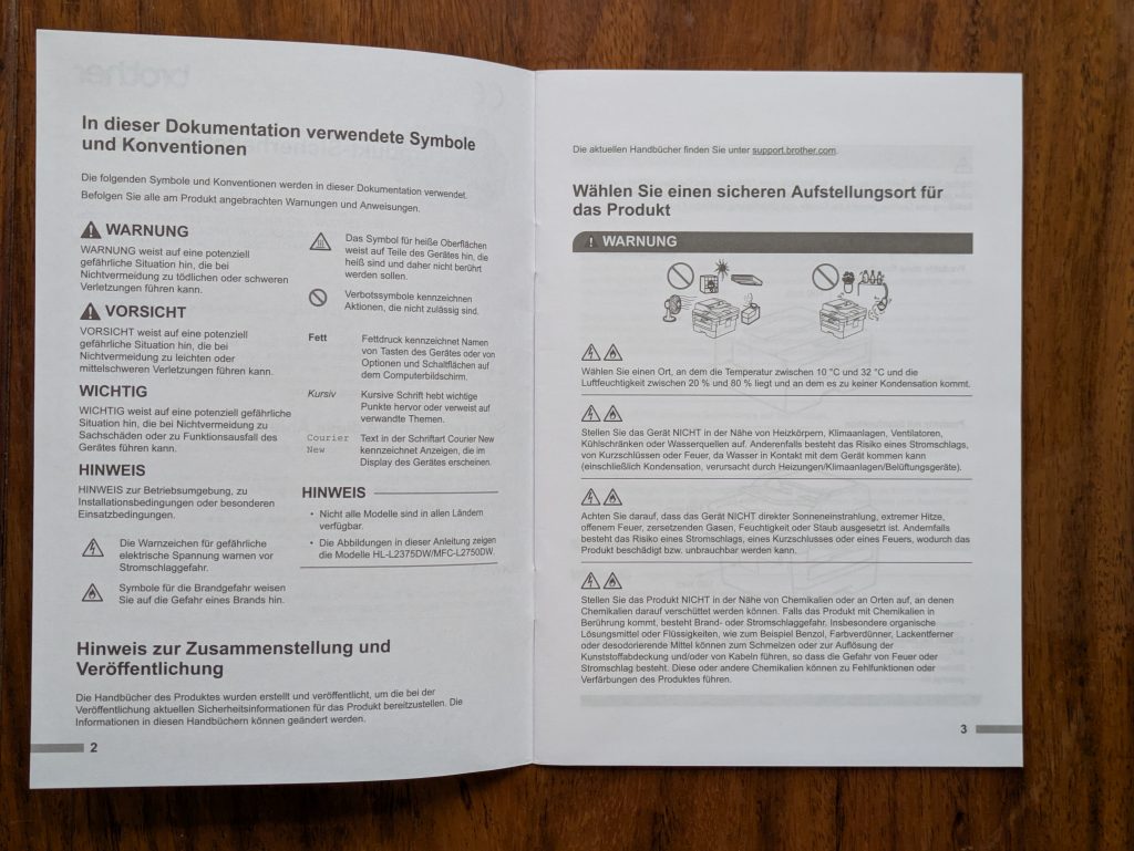 Anleitung des Brother DCP-L2550DN Multifunktionsdruckers geöffnet