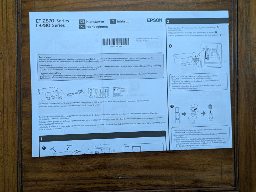 Anleitung des Epson EcoTank ET-2870 Multifunktionsdruckers (2)