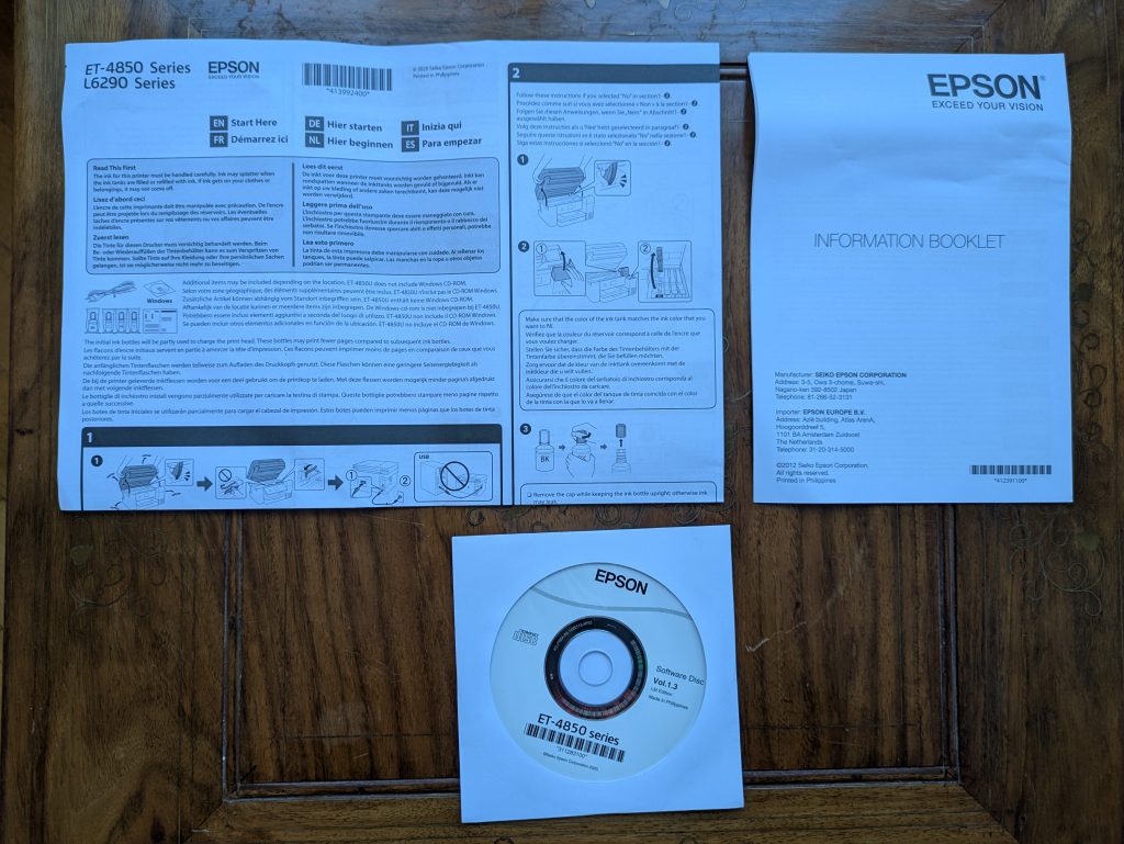 Anleitungen des Epson EcoTank ET-4850 Multifunktionsdruckers