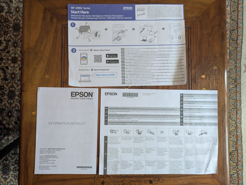 Anleitungen des Epson WorkForce WF-2960DWF Multifunktionsdruckers