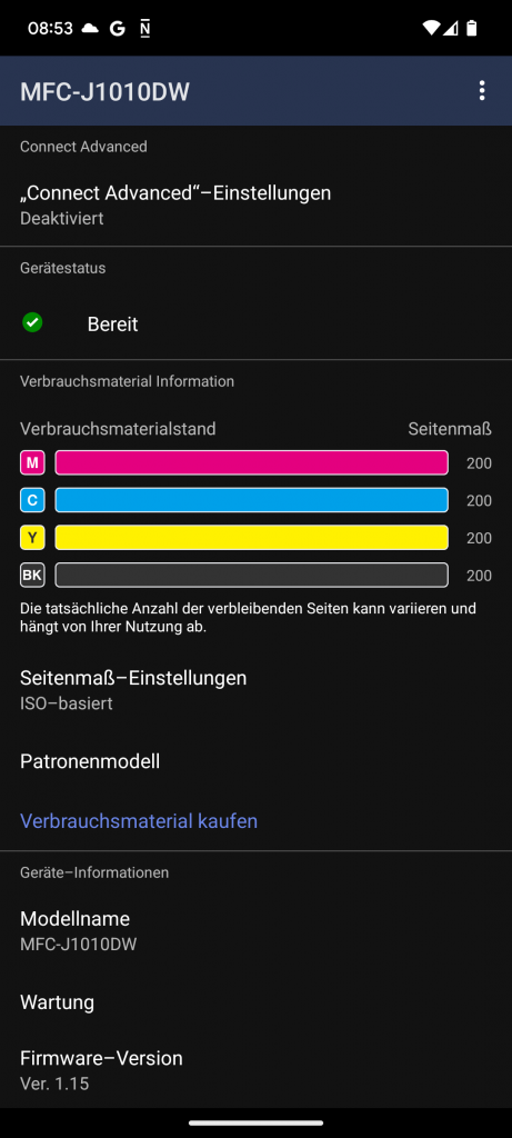 App des Brother MFC-J1010DW Multifunktionsdruckers (2)