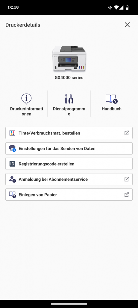 App des Canon Maxify GX4050 Multifunktionsdruckers (4)