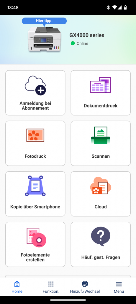 App des Canon Maxify GX4050 Multifunktionsdruckers