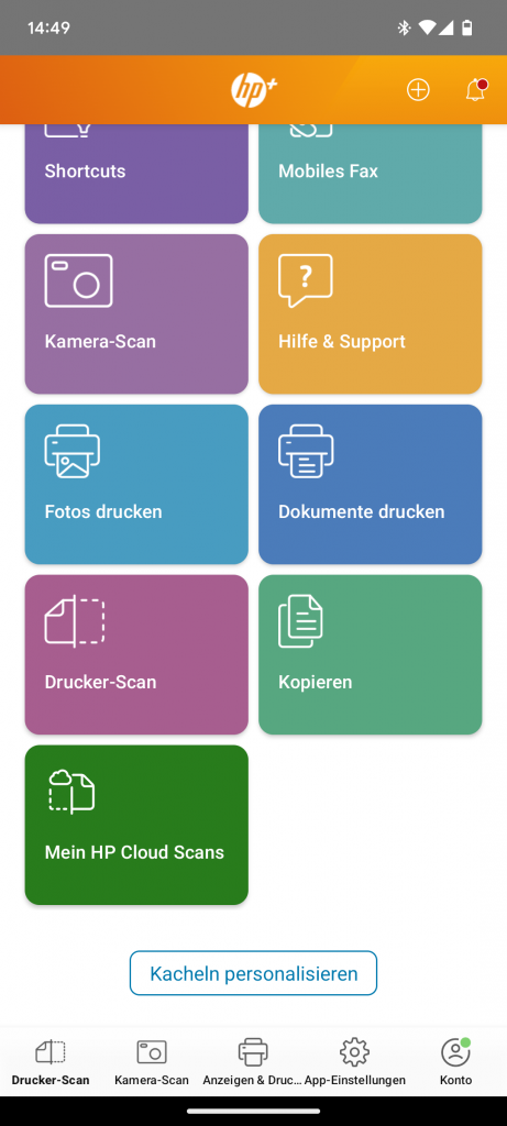 App des HP OfficeJet Pro 9730e Multifunktionsdruckers (3)