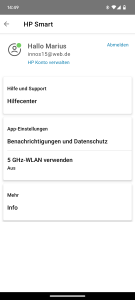 App des HP OfficeJet Pro 9730e Multifunktionsdruckers (4)