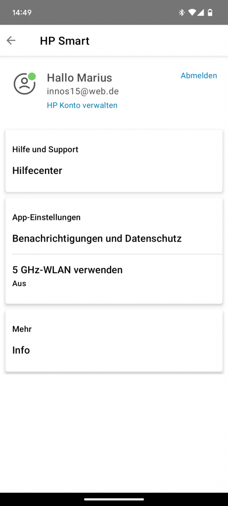 App des HP OfficeJet Pro 9730e Multifunktionsdruckers (4)