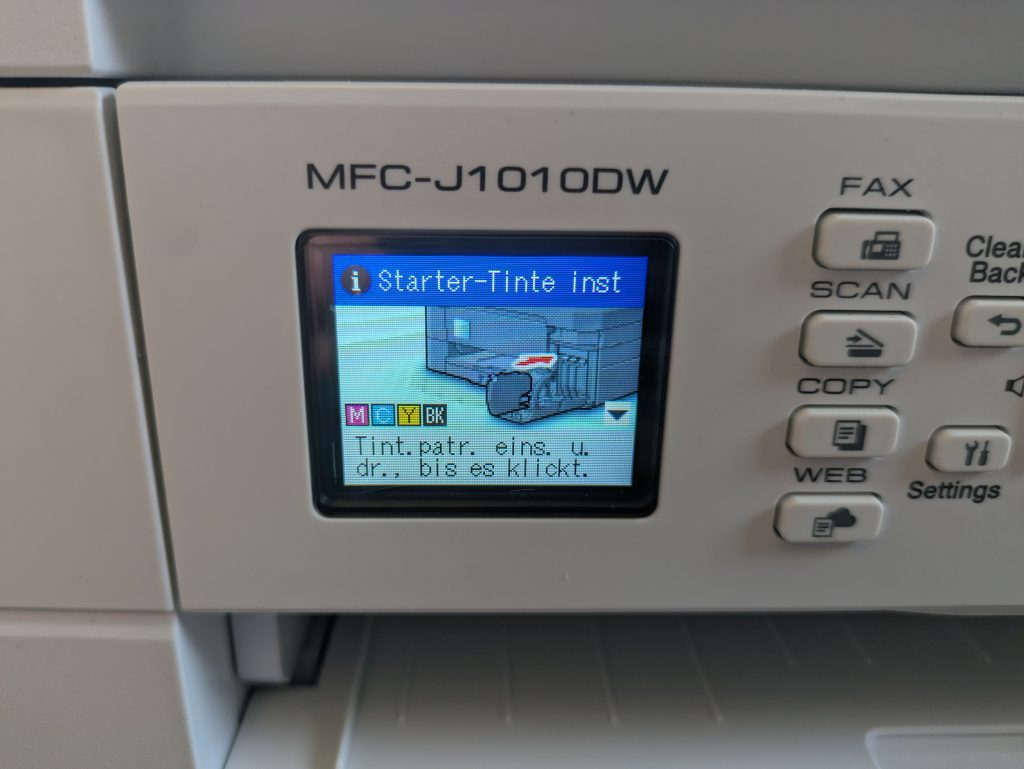 Display des Brother MFC-J1010DW Multifunktionsdruckers