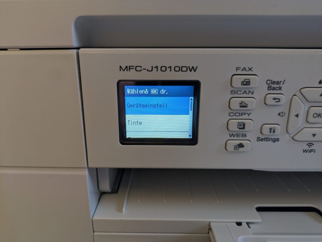 Display des Brother MFC-J1010DW Multifunktionsdruckers (2)