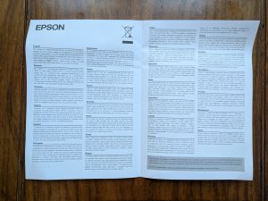 Informationsblatt Epson EcoTank ET-4850 Multifunktionsdruckers geöffnet