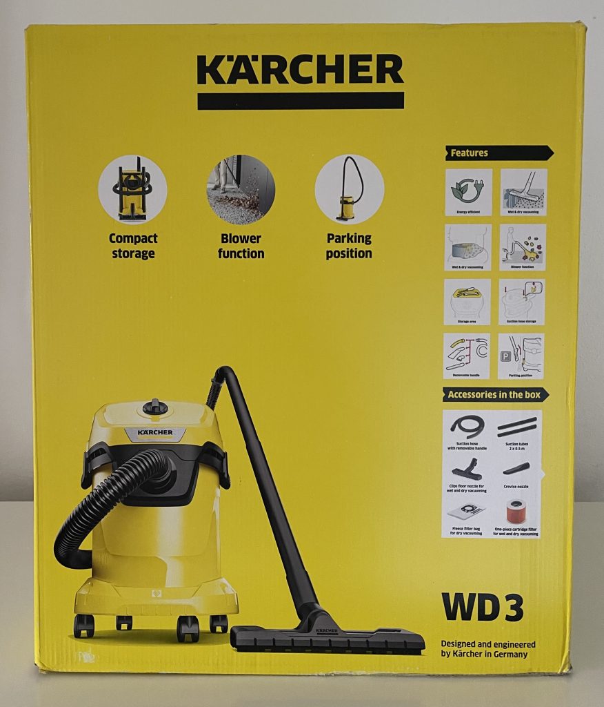 Kärcher WD 3 V-17/4/20 Nass-Trockensauger im Karton von hinten