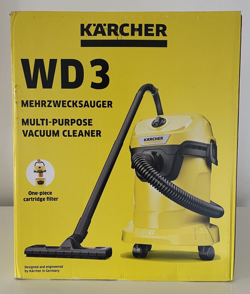 Kärcher WD 3 V-17/4/20 Nass-Trockensauger im Karton von vorne