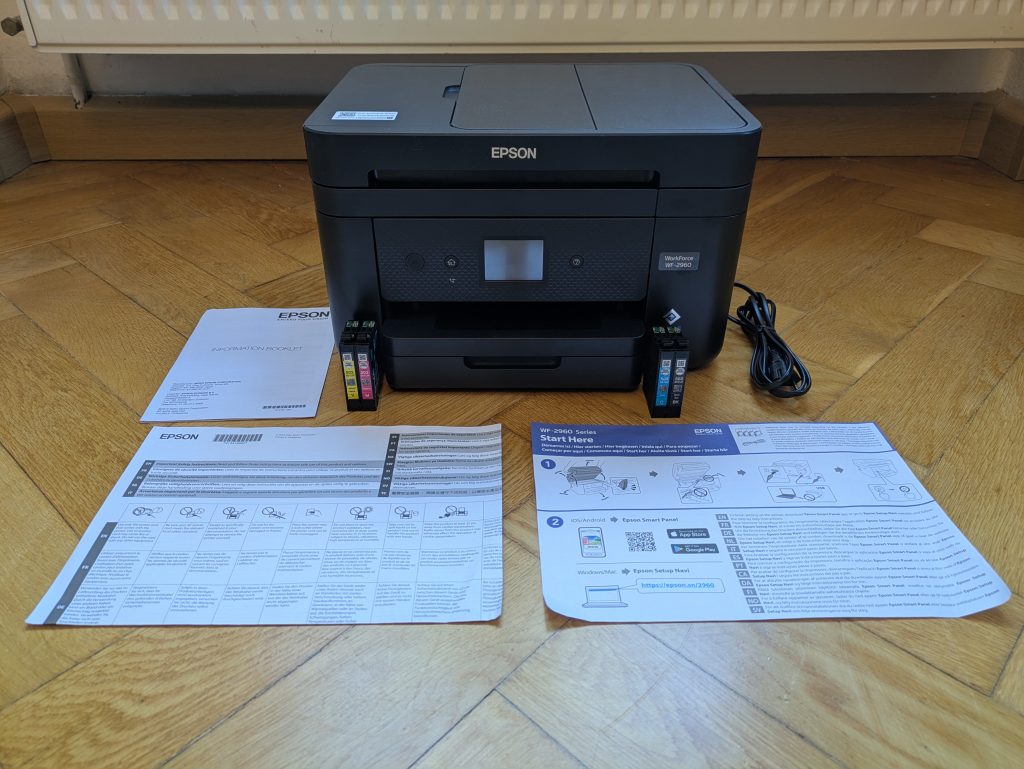 Lieferumfang des Epson WorkForce WF-2960DWF Multifunktionsdruckers