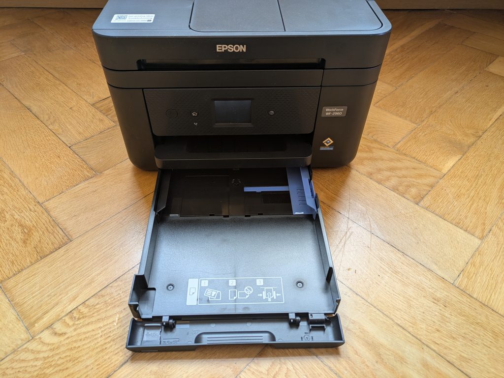 Papierkassette des Epson WorkForce WF-2960DWF Multifunktionsdruckers