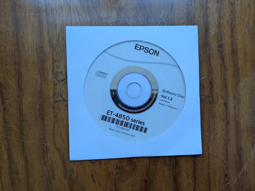 Treiber-CD des Epson EcoTank ET-4850 Multifunktionsdruckers