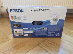 Verpackung des Epson EcoTank ET-2870 Multifunktionsdruckers von hinten