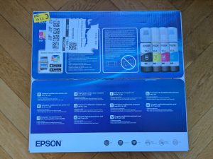 Verpackung des Epson EcoTank ET-2870 Multifunktionsdruckers von oben