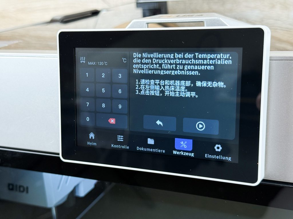 Qidi Plus4 3D-Drucker Druckbettnivellierung