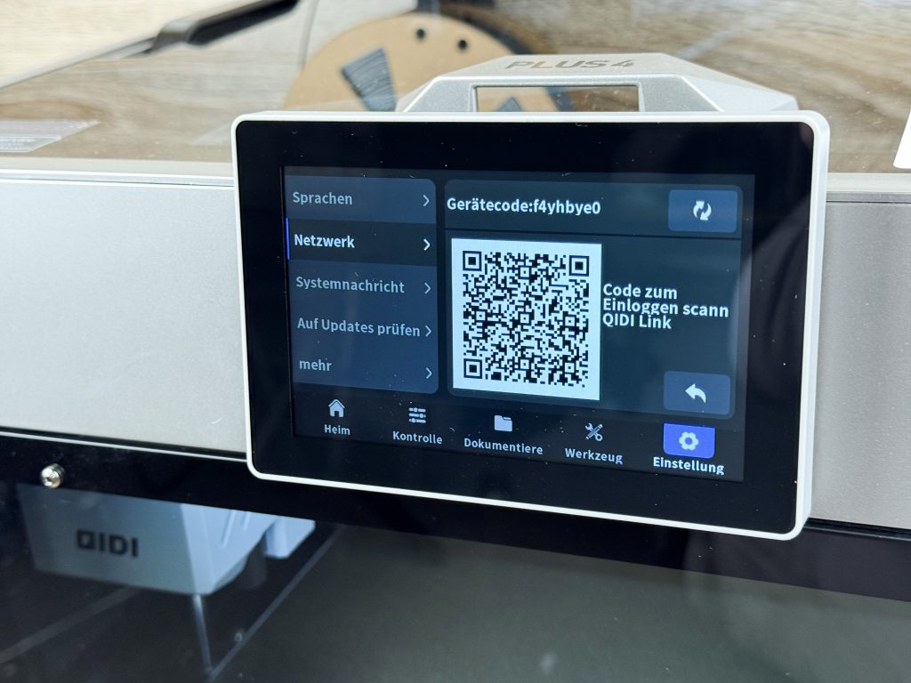 Qidi Plus4 3D-Drucker QR-Code zur Kopplung mit der App