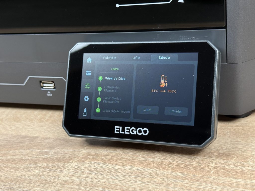 Elegoo Centauri Carbon 3D-Drucker Bildschirm Filament Laden