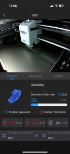 Qidi Plus4 3D-Drucker App Drucküberwachung