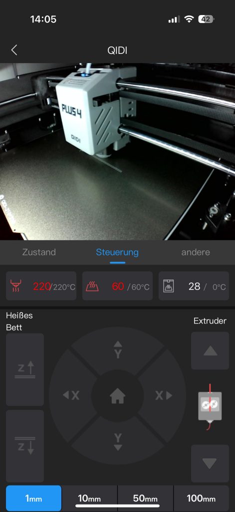 Qidi Plus4 3D-Drucker App Druckersteuerung