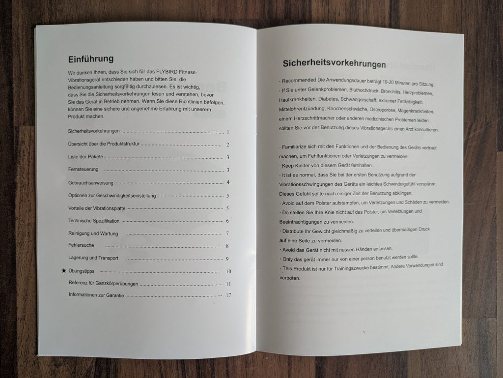 Anleitung der FLYBIRD Mini Vibrationsplatte (2)