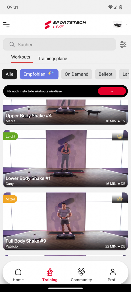 App der Sportstech sVibe Vibrationsplatte (7)
