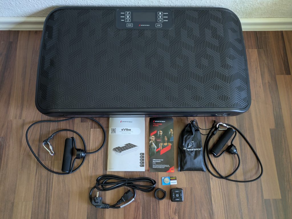 Lieferumfang der Sportstech sVibe Vibrationsplatte