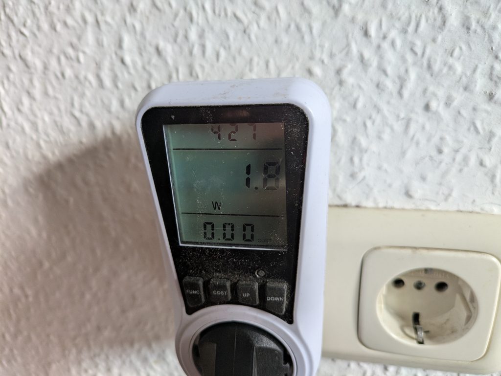 Stromverbrauch der Skandika V2 Vibrationsplatte im Standby