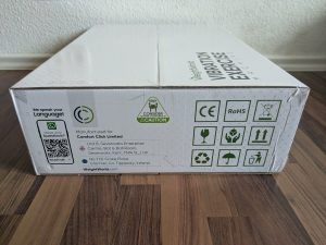 Verpackung der WeightWorld Vibrationsplatte von der Seite
