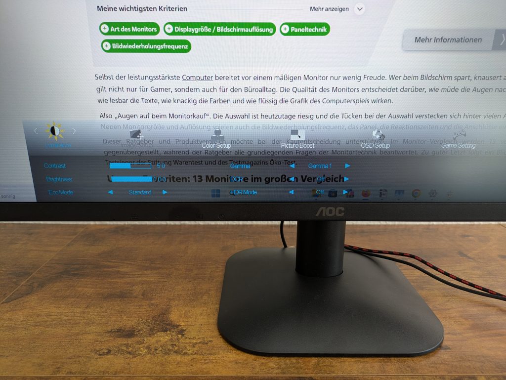 OSD-Menü des AOC 27B35HM Monitors (2)